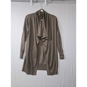 Zara Long Sleeve Open Front Waterfall Cardigan Sweater‎ Medium Brown Nylon Blend